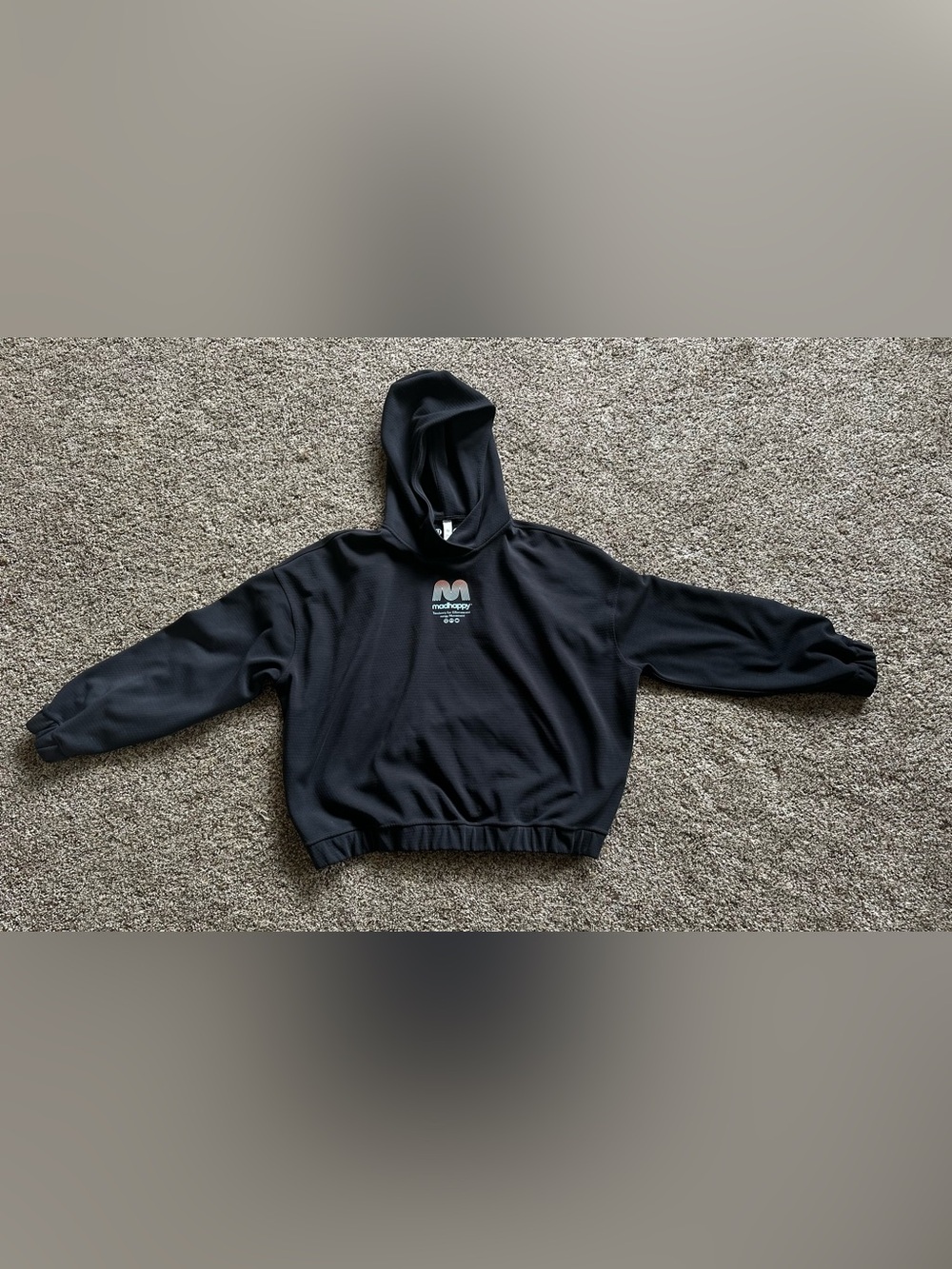 lululemon athletica Black Hooded Pullover with Small Multicolor Logo
